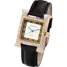 leather strap wrist watch women rhinestone square dial watches stainle