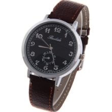 Leather Watch for Men with Quartz Round Dial