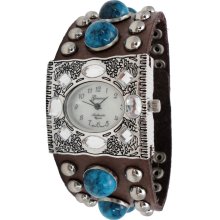 Limited Edition Genuine Brown Leather Watch w/ Genuine Turquoise Stones