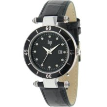 Lip Style 1075012 Ladies Black Leather Strap Watch