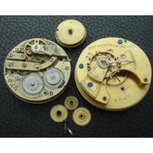 Lot Two Old Estate Pocket Watch Movements For Parts