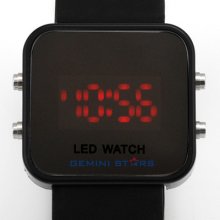 Lots 5x Fashion Black Square Mirror Faceless Led Digital Unisex Watch Wholesale