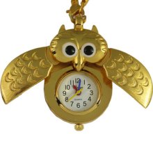 Lovely Owl Style Girl Women's Pocket Pendant Quartz Watch With Necklace Bg24