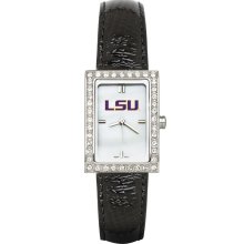 Lsu tigers women's allure black leather strap watch