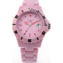 LTD-190101 LTD Watch Unisex Plastic 3 Hand Watch With Powder Pink Dial...