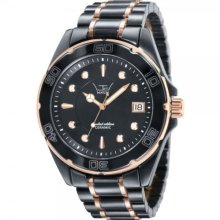 Ltd Unisex Ceramic Limited Edition Analogue Watch 31703 With Black Ceramic Case And Bracelet With Rose Gold Highlights