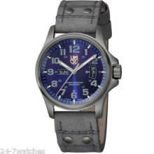 Luminox Mens 1823 Antacama Field Day Date Blue Dial Grey Leather Band