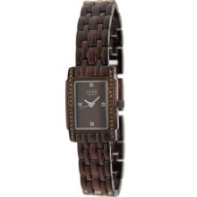 Luxe Zrt5031 Diamond Dial Brown Crystal Accent Case Women's Watch - Great Gift
