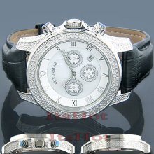 Luxurman Mens Diamond Watch 0.5ct White MOP Freeze