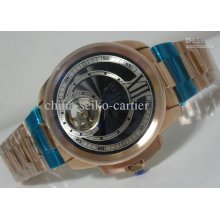 Luxury Calibre De Tourbillon Automatic Mens Watch Rose Gold Mechanic