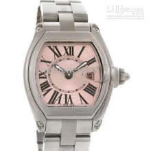 Luxury Ladies Stainless Steel Pink Dial Sapphire Watch Women's Watch