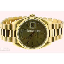 Luxury Mens Automatic Day-date President Gents 18kt Yellow Gold Watc