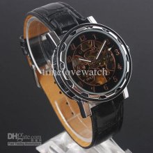 Luxury Style 5pieces Black Rose Golden Dial Automatic Leather Mechan