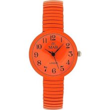 Mab London Orange Dome Shaped Dial Ladies Expander Strap Watch Exp8