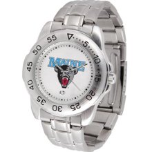 Maine Black Bears Mens Sports Steel Watch