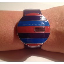 Marc By Marc Jacobs Womens Multi Stripe Watch Leather Band Mbm2040