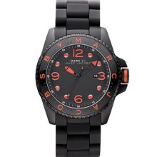 Marc By Marc Jacobs Mbm2571 Diver Silicone Black Red Sport Watch Unisex