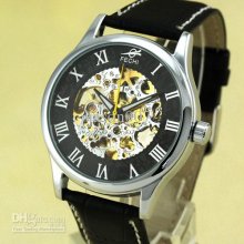 Men Luxury Mechanical Watches Automatic Black Dial Glass Back Watch