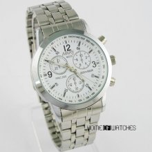 Men Navy Quartz Analog Office Stainless Steel Strap Wrist Watch