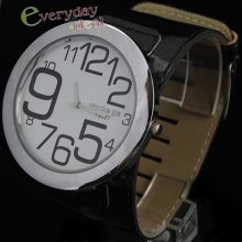 Men Women Teenager Watch Big Leather Light Wrist Quartz