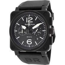 Men's Aviation Chronograph Black Dial Black Rubber ...