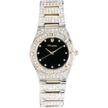 Men's Black Dial Austrian Crystal Brass