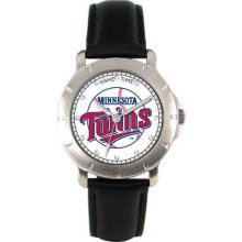 Men's Black Leather Player's Series Minnesota Twins Watch