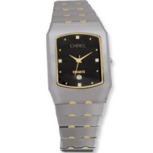 Mens Chisel Tungsten Gold-plated Accent Black Dial 29x40mm Watch