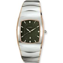 Mens Chisel Tungsten with Rose Gold Pated Edge Gray Dial Watch