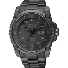 Mens Citizen Eco-drive Black Super Titanium Bracelet 200m Watch Bj8075-58e