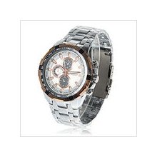 mens Curren copper stainless steel chrome watch w/white face dress black dials