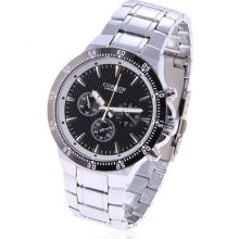 Mens Curren Stainless Quartz Watch Black &chrome Face & Chrome Finish