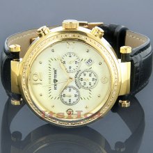 Mens Ice Time Diamond Watch 0.20ct Yellow