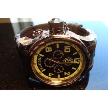 Mens Invicta Black Ion Plated Chronograph R. Diver W Black Green Dial List $595