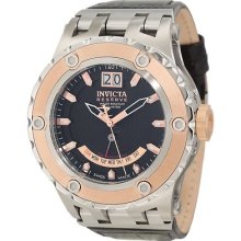 Mens Invicta Specialty Reserve Black Leather Rose Gold Watch 10096