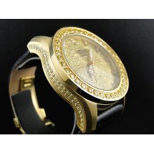 Mens Khronos/joe Rodeo Satin Gold Finish Canary Yellow Stone Real Diamond Watch