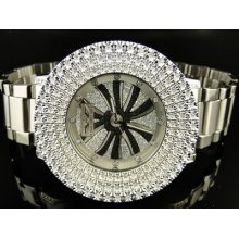 Mens King Master/jojo/joe Rodeo White Finish Simulated Diamond 3 Row Watch 143m