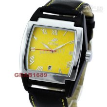 Men's Luxury Automatic Sport Watches Yellow Dial Glass Back Watch Me