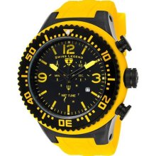 Men's Neptune Chronograph Black Dial Black IP Case Yellow Silicon ...