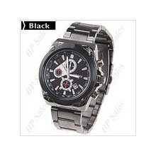 mens new Firpec stainless steel quartz watch w/black & white face brushed finish