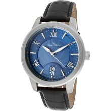 Men's Pizzo Blue Dial Black Genuine Leather ...