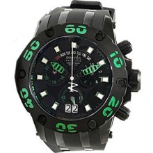 Men's Reserve Chronograph Stainless Steel Case Rubber Bracelet Black and Green T