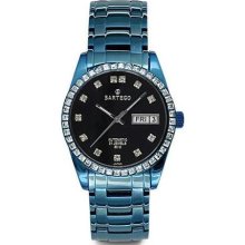 Mens Sartego Classic Black Crystal Blue Luminous Watch ...