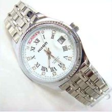 Men's Stainless Steel Date Day Automatic Mechanical Wrist Watch White