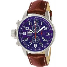 Men's Stainless Steel Lefty Force Chronograph Blue Dial Leather Strap