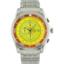 Men's Stainless Steel Ocean Master Diver Chronograph Yellow Dial Orange Bezel