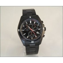 Mens Stunning All Black S/steel Accurist Chronograph Gents Watch RrpÂ£130