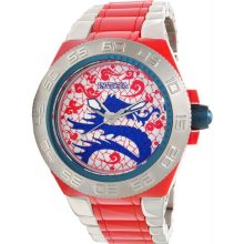 Men's Subaqua Dragon Dynasty Stainless Steel Case and Bracelet Red wit