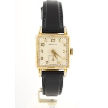 Mens Vintage Hamilton Goldtone Rectangle Manual Wind Watch