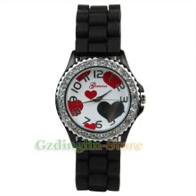 Mens Womens Classic Gel Silicone Crystal Jelly Sport Quartz Watch 5 Colors 8808